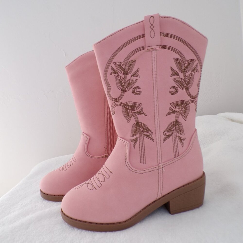 Dusty Pastel Pink Floral Embroidered Western Toddler Cowgirl Boots NWT Defect